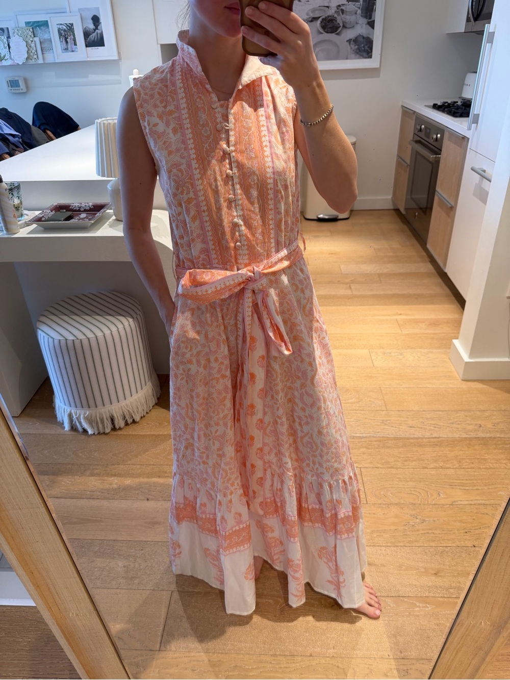 Sue Sartor Maxi Dress with Tie Waist